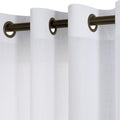 Koufall White Sheer Curtains 63 Inch Length For Bedroom 2 Panels Bronze Grommet Semi Privacy Light Filtering Linen Curtains For