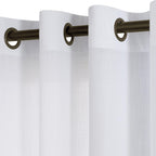 Koufall White 52 By 72 Inches Long Bronze Grommet Linen Blend Sheer Curtains For Living Room