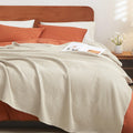 Phf 100% Cotton Waffle Weave Blanket Queen Size 90'X90' - Lightweight Cozy Washed Soft Breathable Throw - Great Layer For Couch Bed Sofa - Elegant Aesthetic Home Decoration Gift-Linen