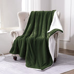 Sochow Sherpa Fleece Throw Blanket, Double-Sided Super Soft Luxurious Plush Blanket Twin Size 60 Inchx80 Inch, Olive Green