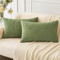 Miulee Pack Of 2 Couch Throw Pillow Covers 12X20 Inch Soft Sage Green Spring Chenille Pillow Covers For Sofa Living Room Solid D