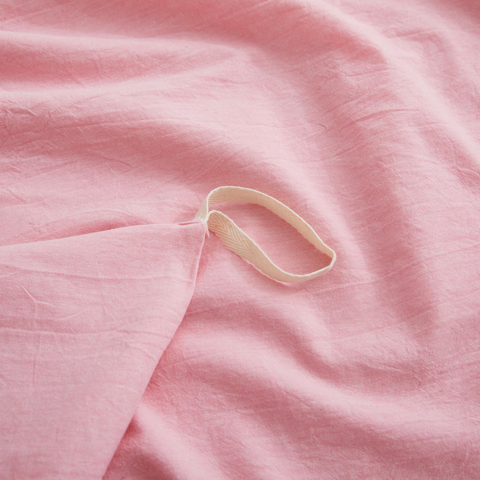 Lovque Pink Cotton Duvet Cover King Size, Linen Like Natural Bedding Set With Zipper Closure (No Comforter), 104X90 Inches