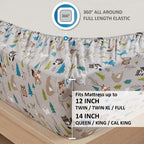 Comfort Spaces Cotton Flannel Breathable Warm, Deep Pocket Sheets With Pillow Case Bedding, Queen, Multi Forest Animals 4 Piece