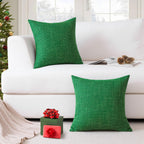 Otostar Linen Throw Pillow Covers Set Of 2 Decorative Square Pillowcases Cushion Covers 26X26 Inch For Home Decor Sofa Bedroom Car 65 X 65 Cm Green