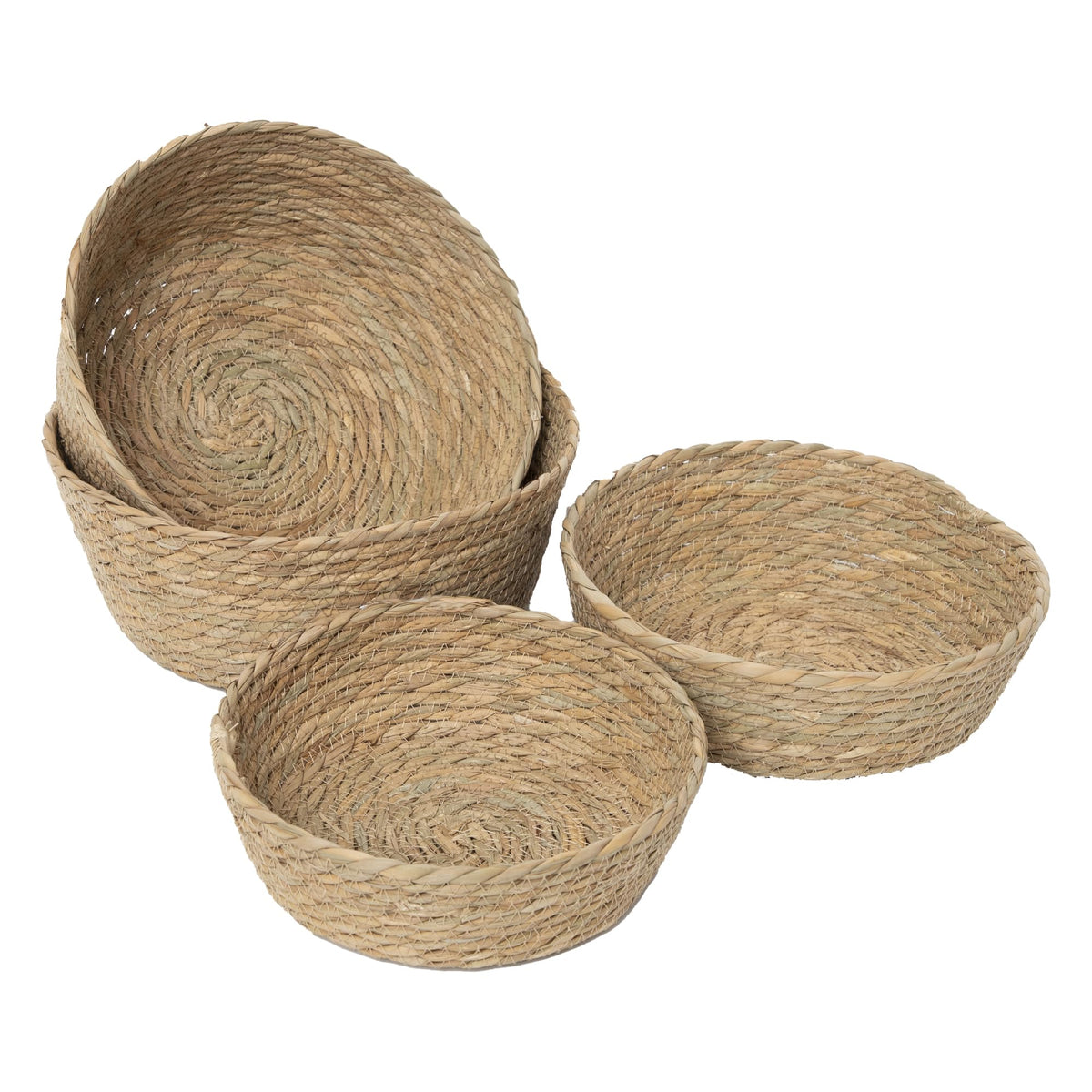 KINGWILLOW Woven Basket Set, Round Storage Organizer, Set of 4