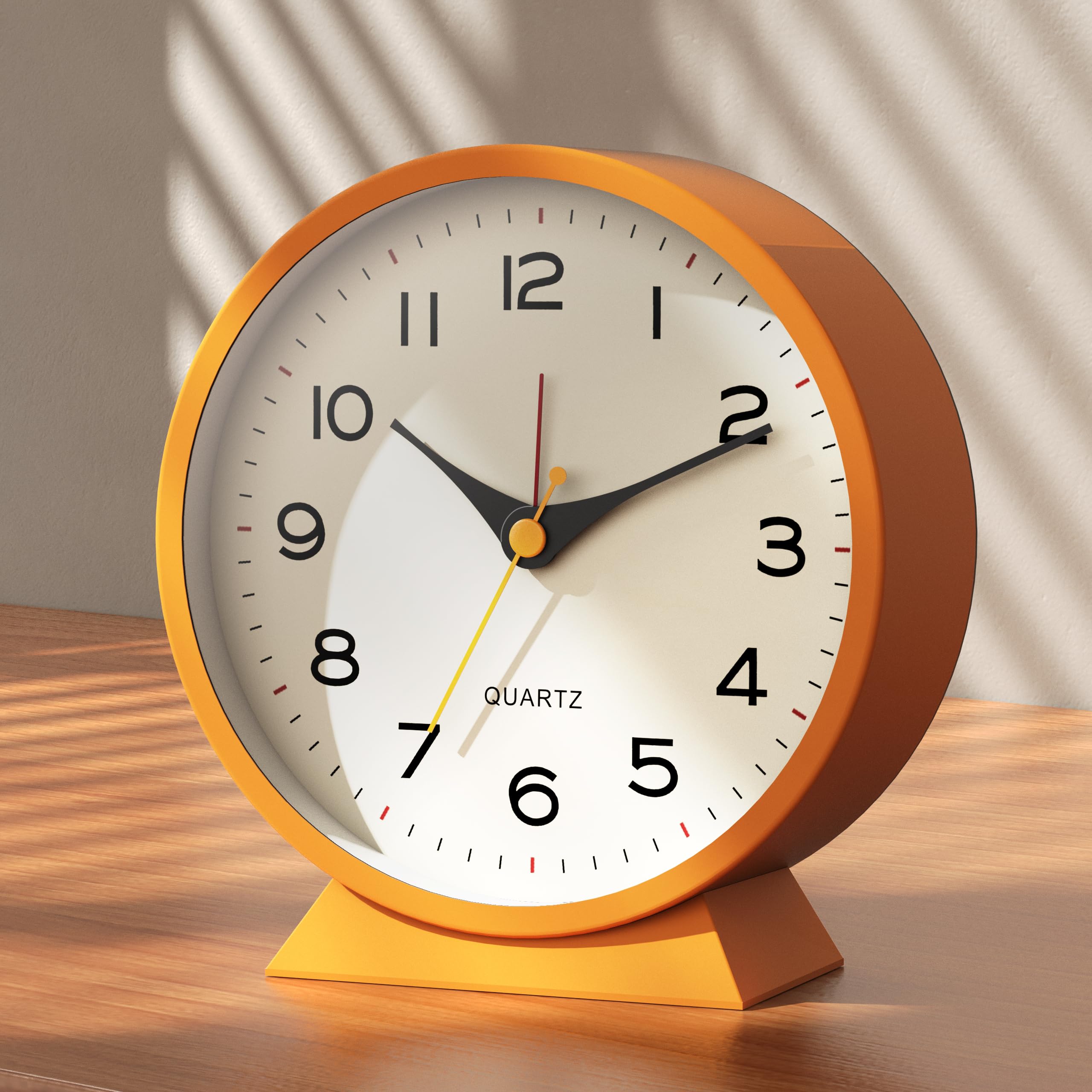 AYRELY 4.5 Analog Alarm Clock,Small Retro Desk Clock Battery Operated,Slient Metal Table Clock with Light for Living Room Decor,