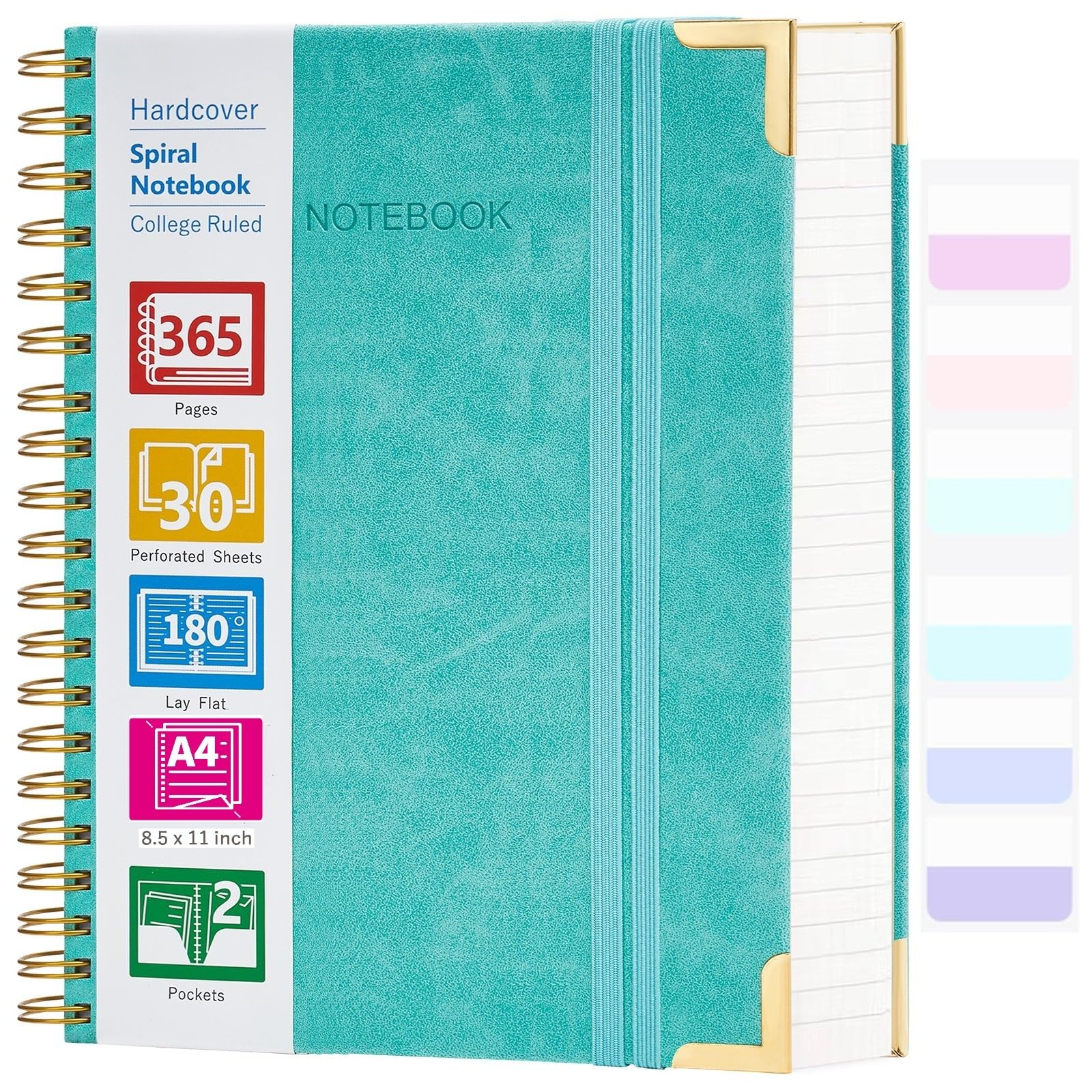 Spiral Notebook, 365 Page Hardcover College Ruled Notebook, 8.5' X 11', Large Leather Notebook Journal For Men Women, A4 Noteb