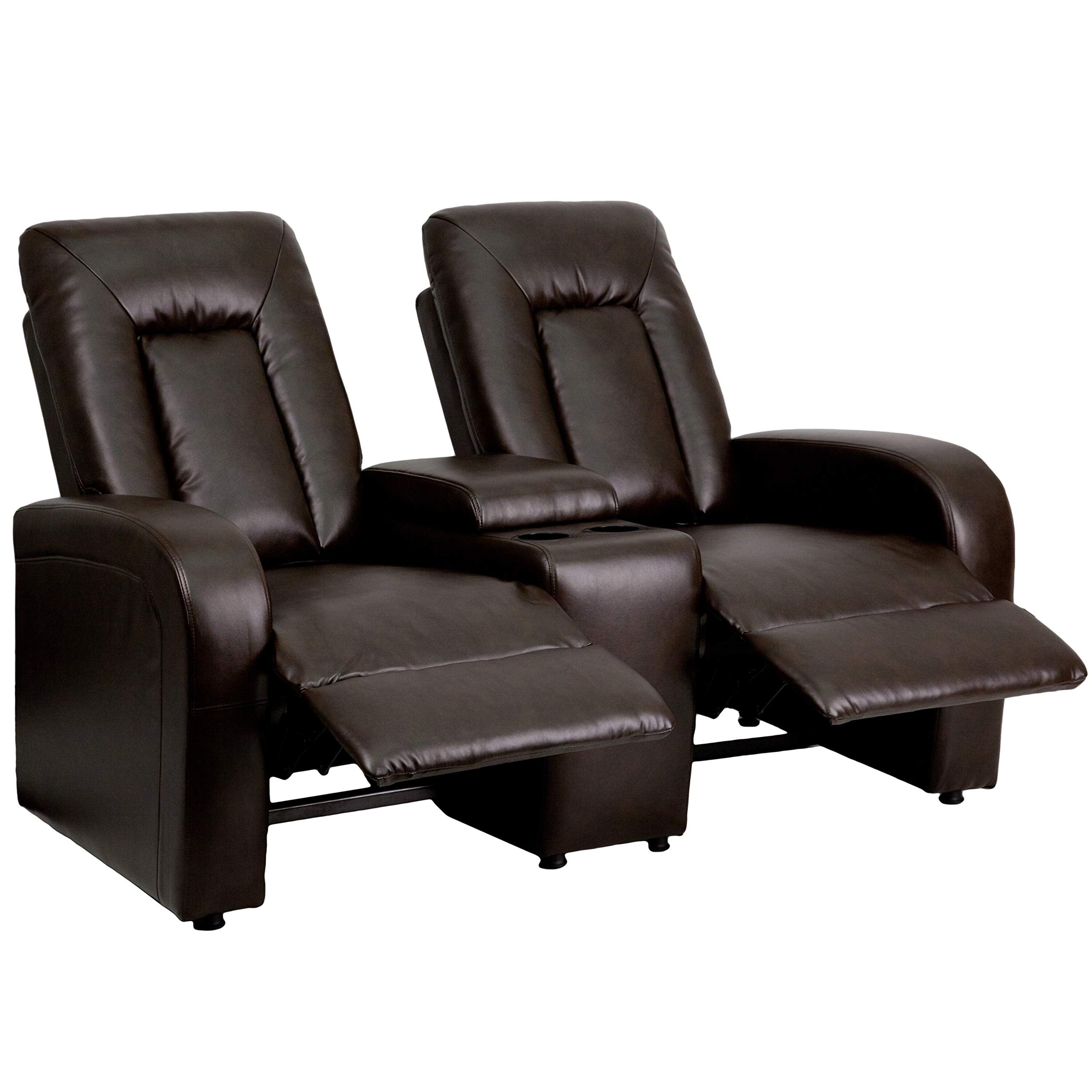 Flash Furniture Eclipse Series 2-Seat Push Button Motorized Reclining Theater Seating Unit - Thumbnail 5