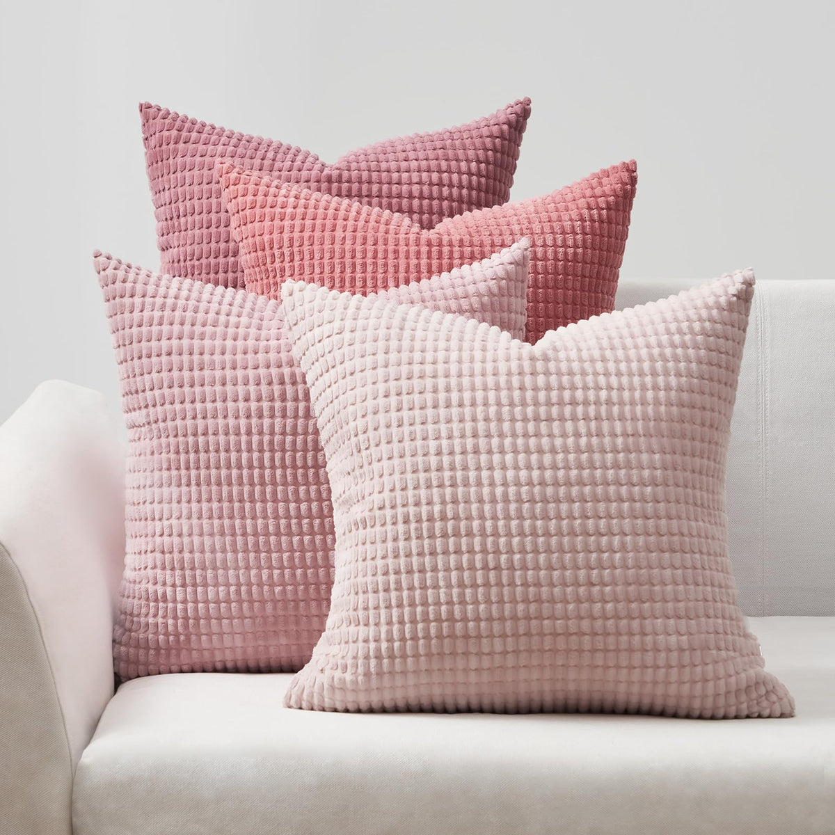 Topfinel 4 Packs Pink Decorative Throw Pillow Covers 16X16 Inch For Living Room Couch Bed Sofa, Boho Western Farmhouse Home Deco
