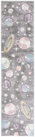 SAFAVIEH Carousel Kids Collection Runner Rug - 23 x 6, Grey & Lavender, Non-Shedding & Easy Care, Ideal for High Traffic Areas