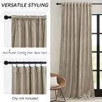 Ryb Home Camel Beige Velvet Curtains 84 Inch, Room Darkening Window Curtains With Multiple Hanging Options Heavy Duty Plush Backdrop For Bedroom Guest Room, W52 X L84 Inch, 2 Panels