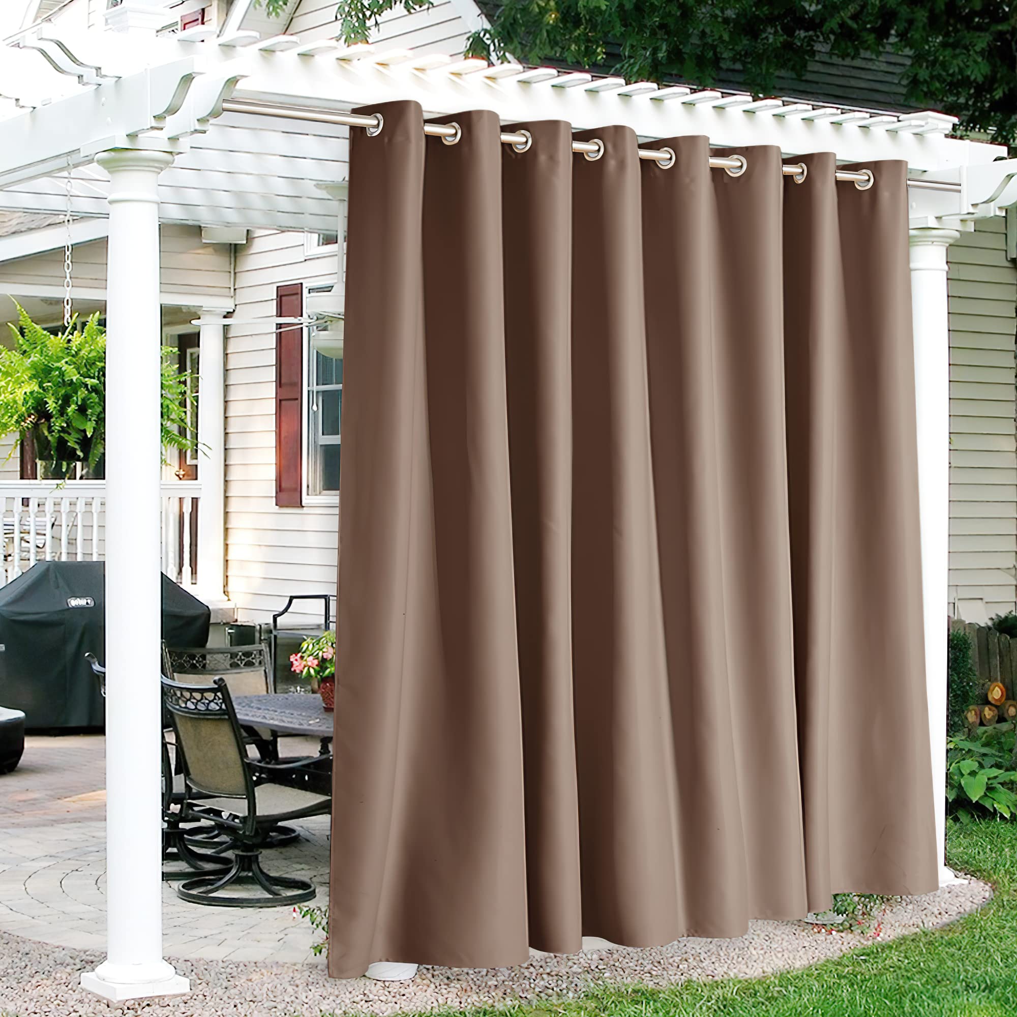 Ryb Home Outdoor Curtains Waterproof - Extra Wide Sun Blocking Curtains For Garage Patio Door Window Porch Pergola Outdoor Showe