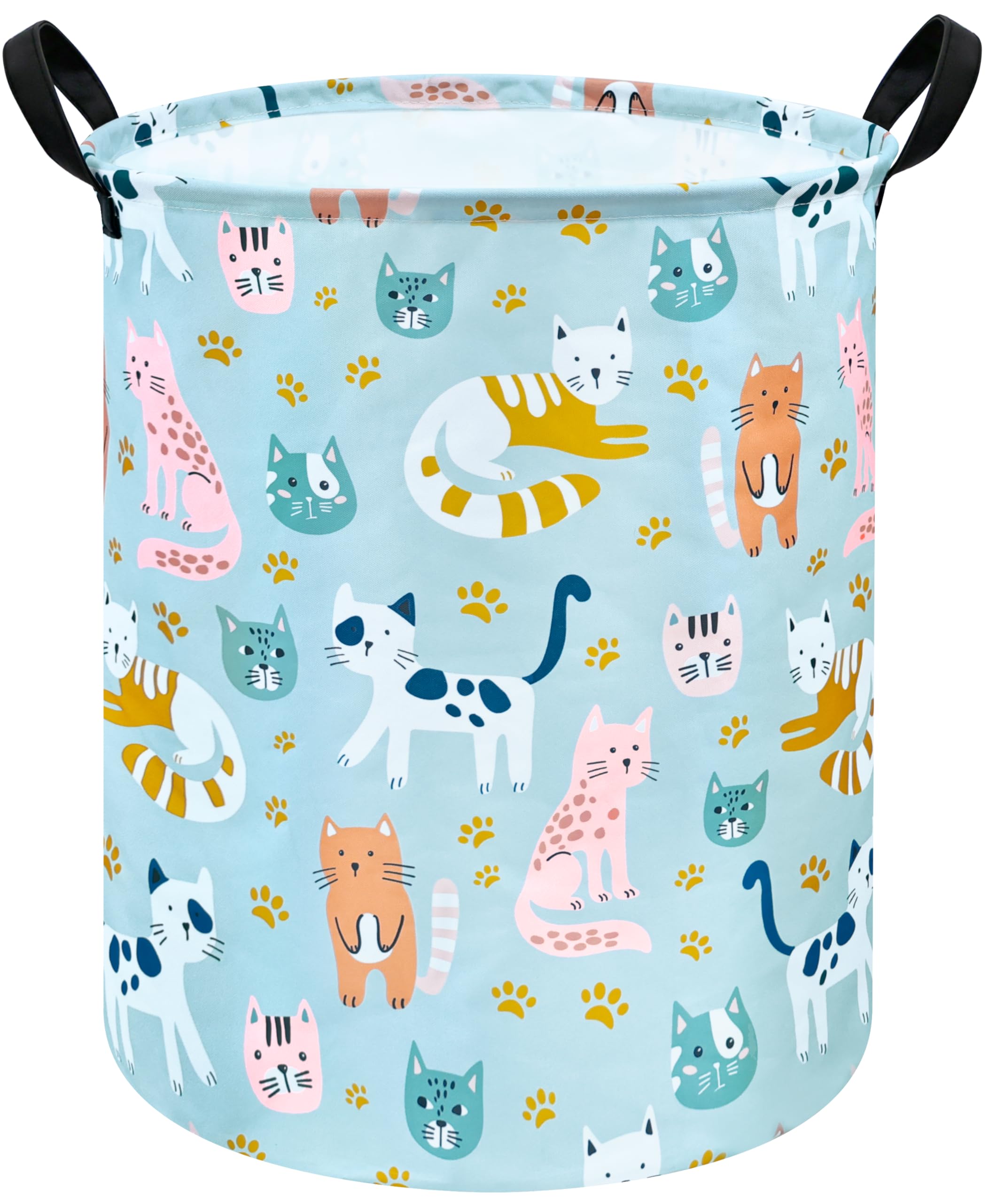 VAIVUSTO Large kids Laundry Basket Canvas Cat Storage Bins Baby Nursery Hamper Waterproof Clothes Organizer Boys and Girls Toy B