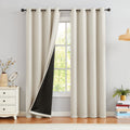 Urban Lotus Ivory Full Blackout Curtains For Living Room Thermal Insulated Room Darkening Curtains For Bedroom 84 Inches Length