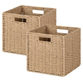 Patvingot 11Inch Paper Rope Wicker Basket with BuiltIn Handles,2 Pack