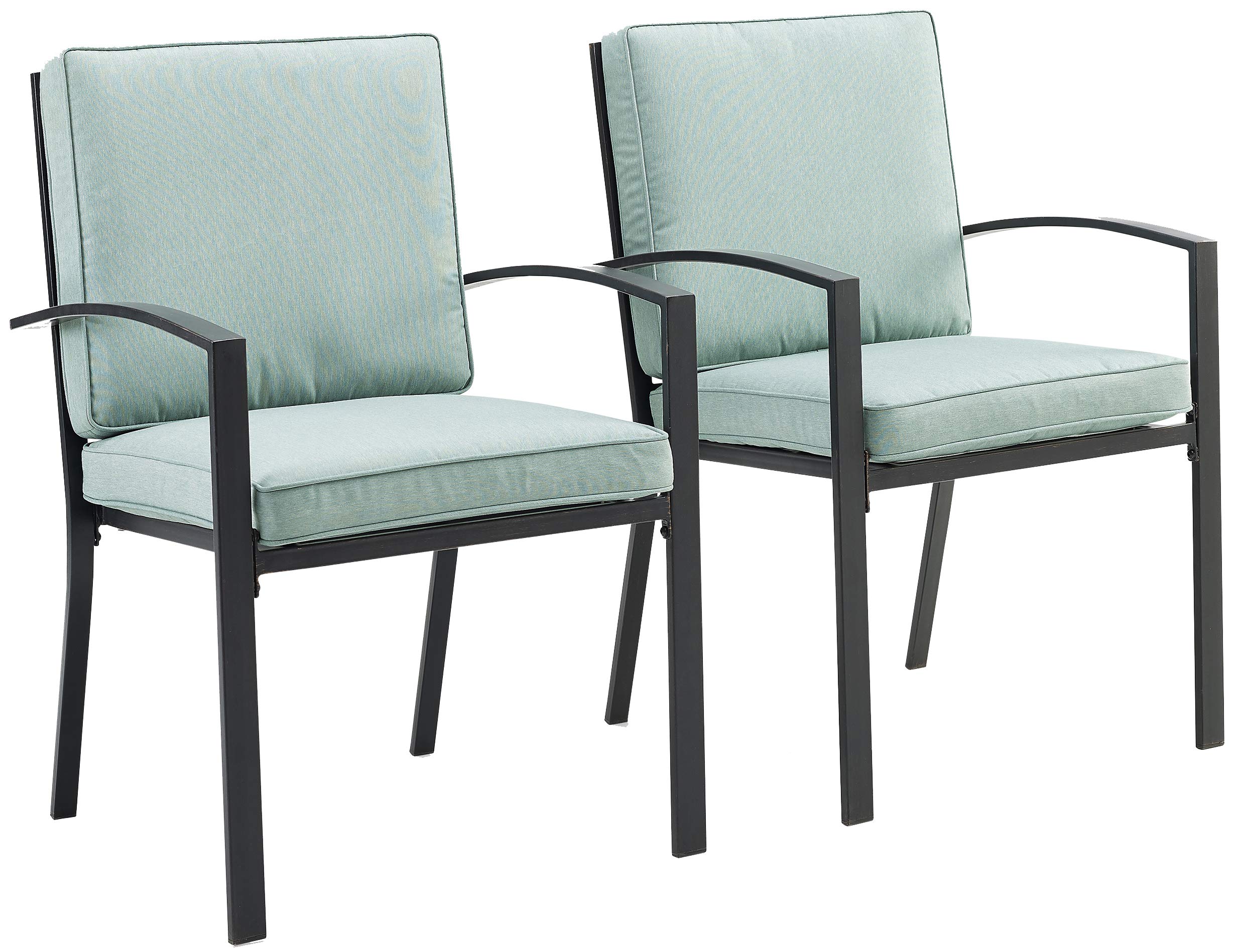 Crosley Furniture Kaplan 2-Piece Outdoor Chair Set, Dining Patio Chairs For Deck, Backyard, Oiled Bronze With Mist Cushions