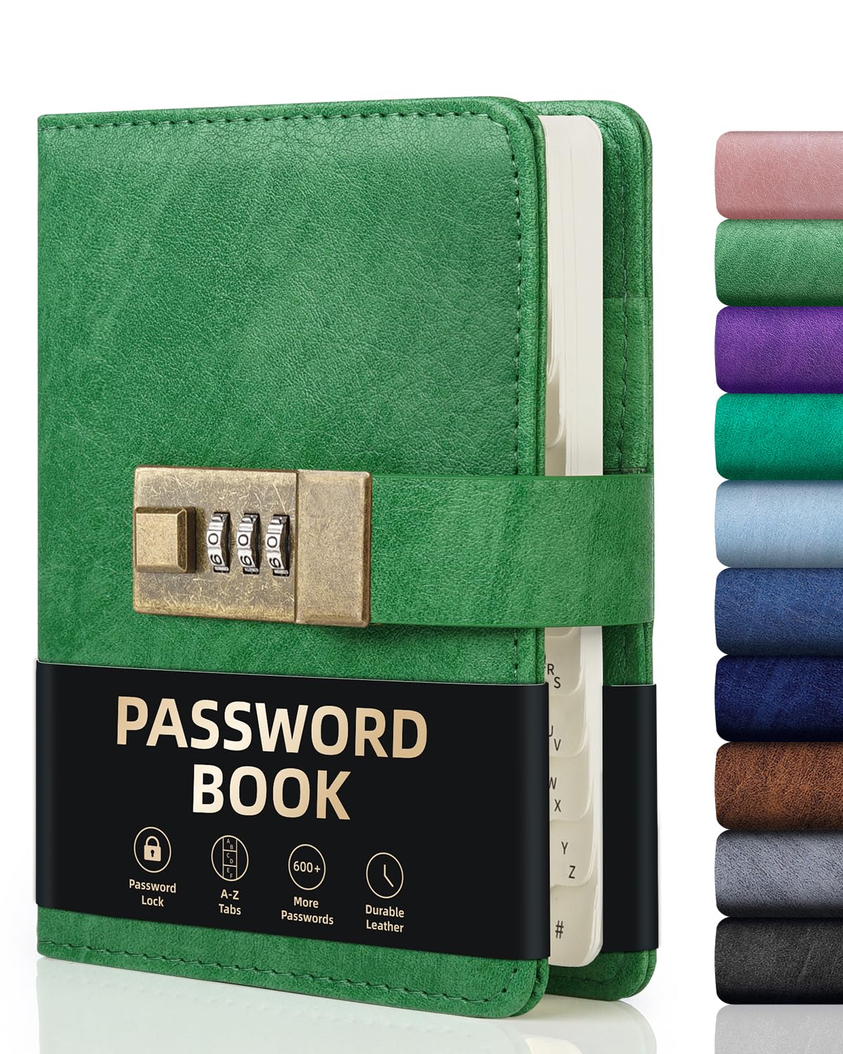 Wemate Password Book With Lock, Password Book With Alphabetical Tabs 600+ Password Space, Organizer Logbook With Lock, Password