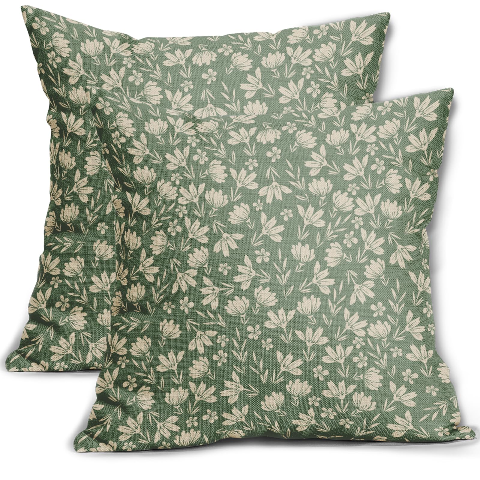 Aytipun Spring Sage Green Pillow Covers 24X24 Set Of 2 Vintage Floral Rustic Old Style Cute Flower Print Decorative Outdoor Pill