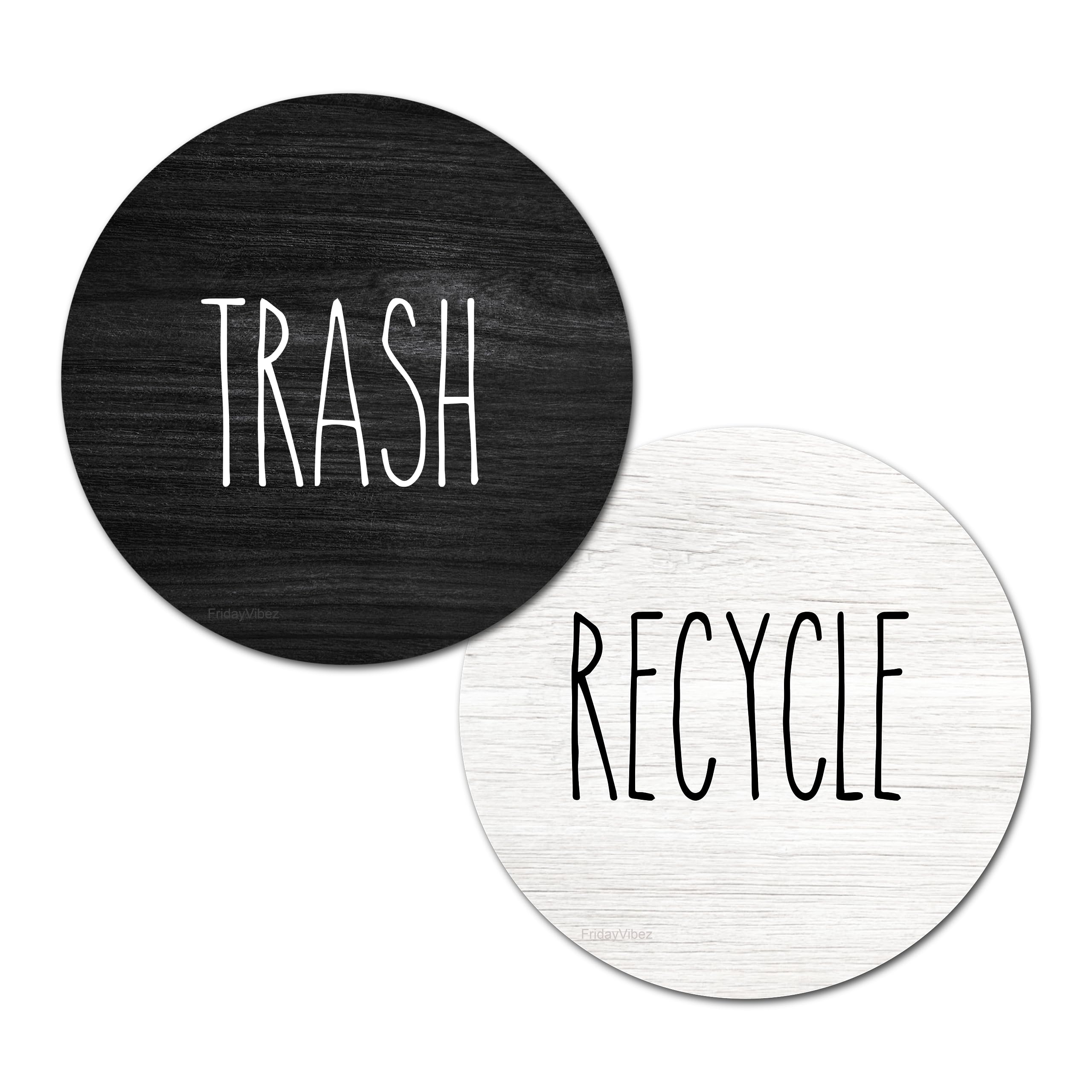 Rustic Recycle and Trash Magnets for Kitchen Trash Cans and Recycling Bins, Trash and Recycle Magnet Combo for Garbage Can Logo 