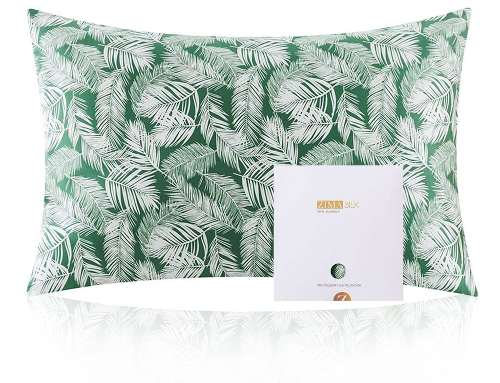 Zimasilk 100% Pure Mulberry Silk Pillowcase For Hair And Skin Health,Both Sides 19 Momme Silk Floral Print,1Pc(Queen 20'X30',G