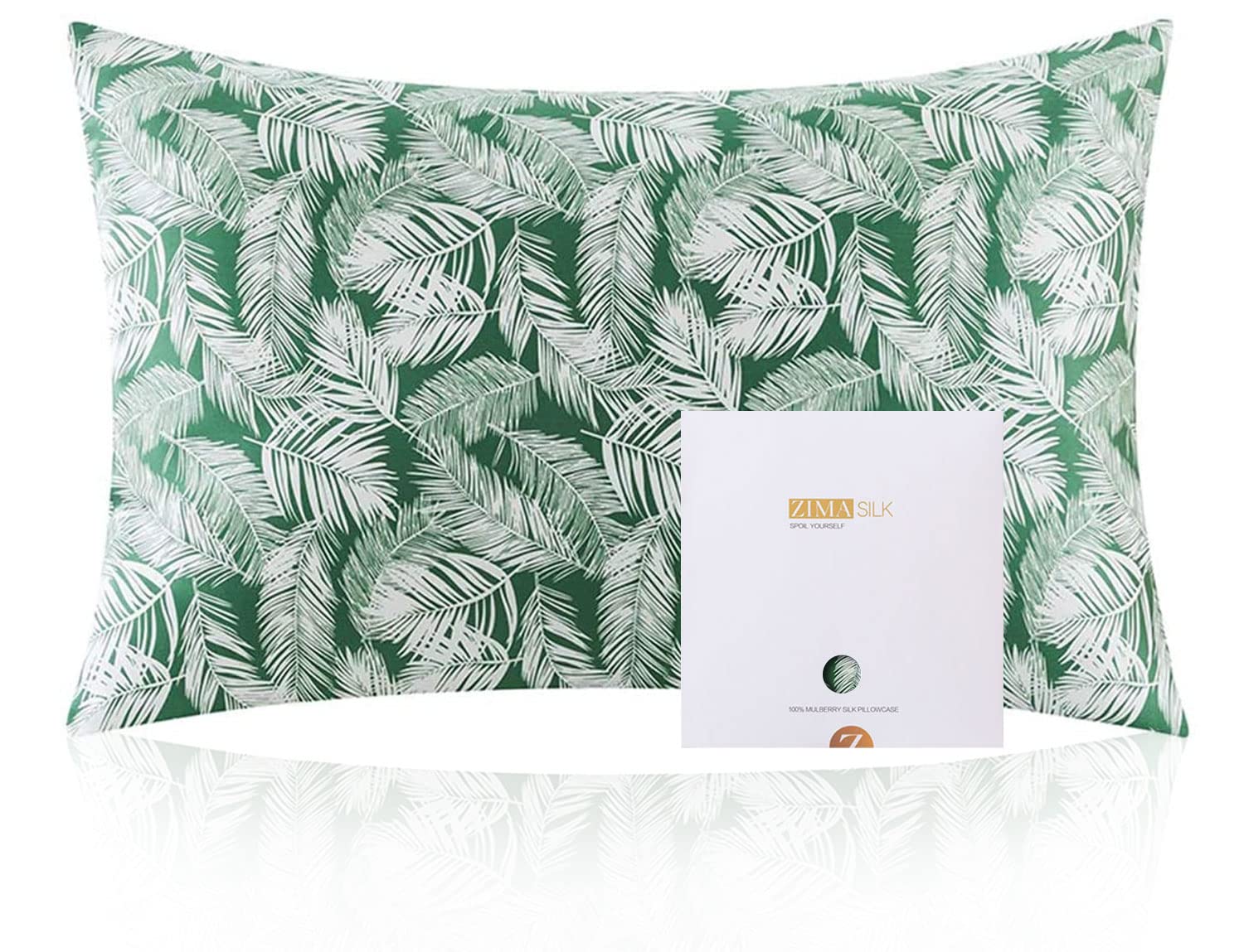 Zimasilk 100% Pure Mulberry Silk Pillowcase For Hair And Skin Health,Both Sides 19 Momme Silk Floral Print,1Pc(Queen 20'X30',G