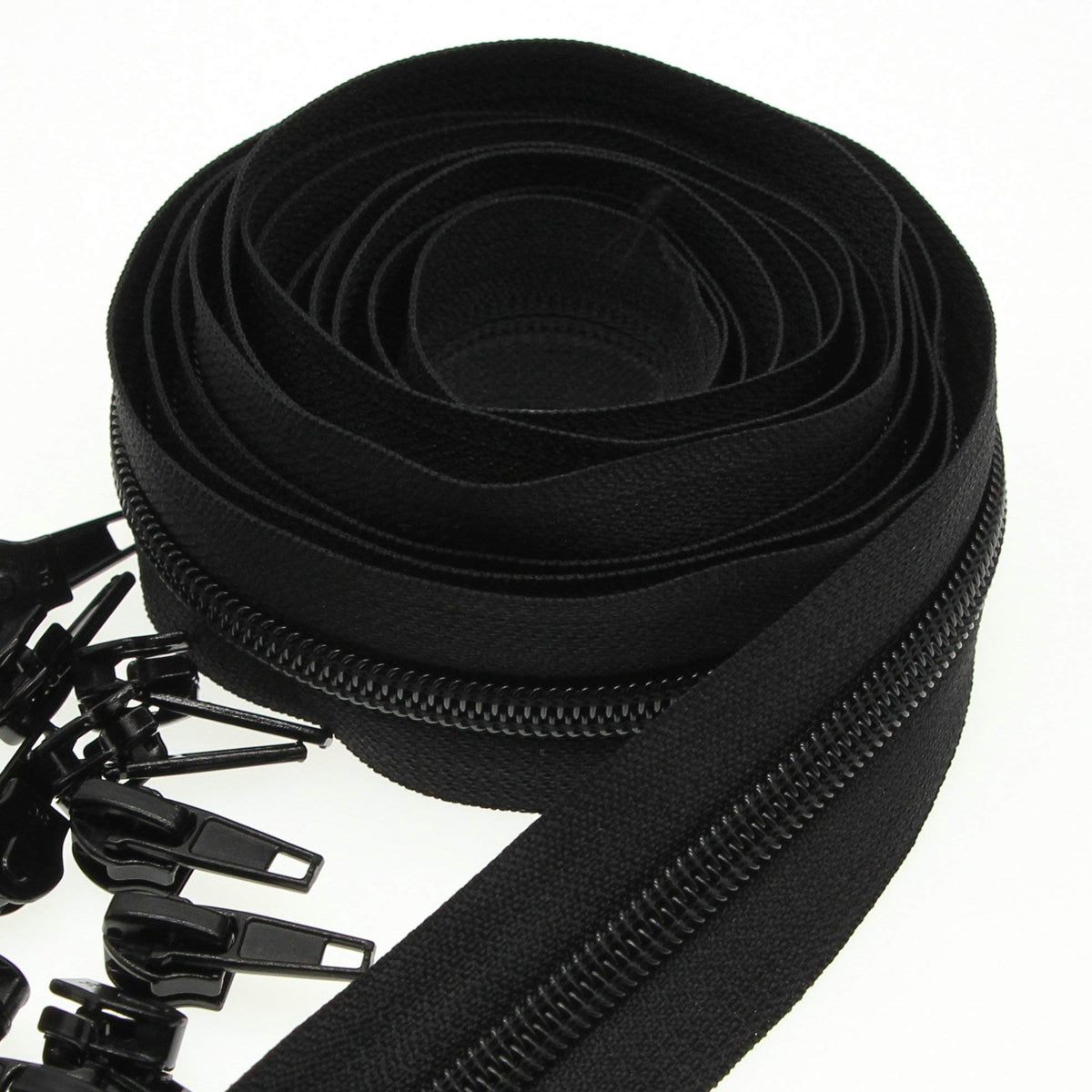 Leekayer 5 Black Nylon Coil Zippers By The Yards Bulk 10 Yards With 25Pcs Black Sliders For Diy Tailor Sewing Craft,Luggage,Dres