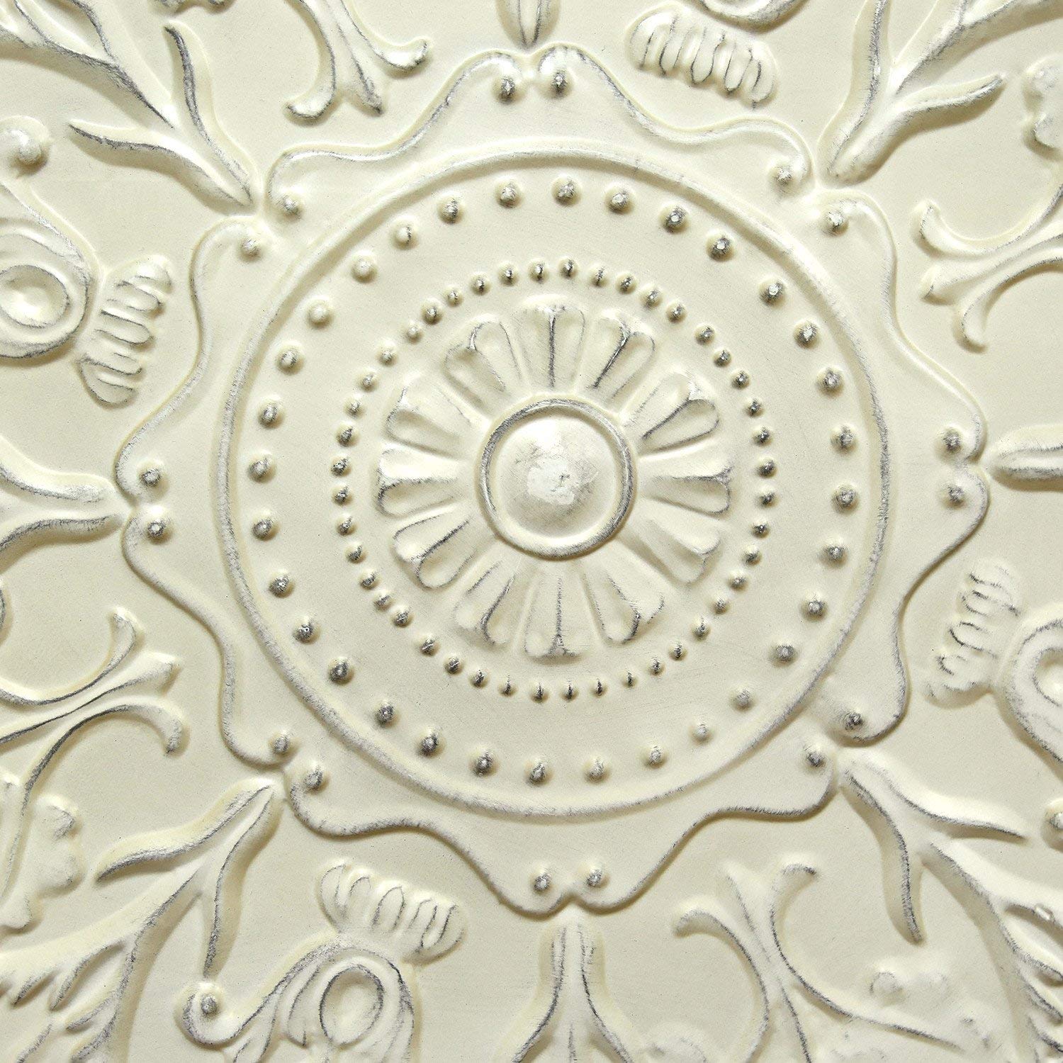 HomeRoots 100% Metal 27' X 1.18' X 27' Shabby White Medallion Wall Decor