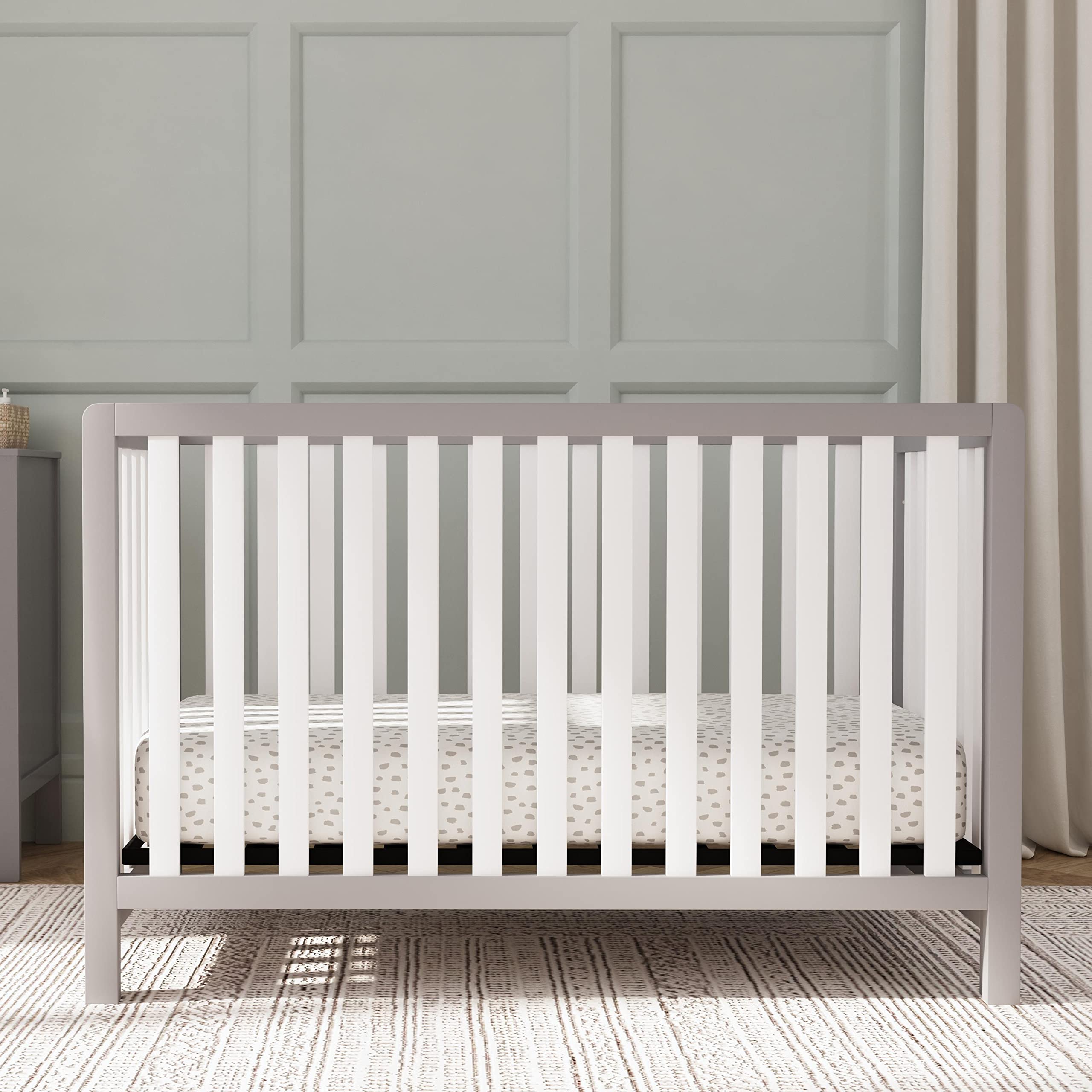 Carter'S By Davinci Colby 4-In-1 Low-Profile Convertible Crib In Grey And White, Greenguard Gold Certified