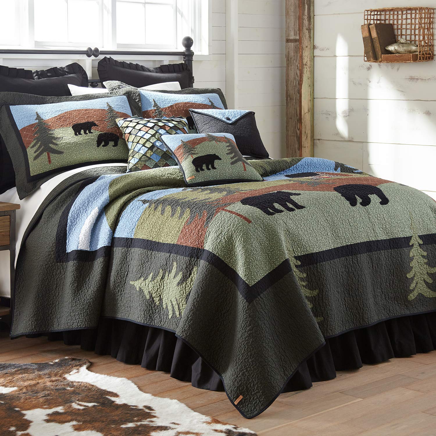 Donna Sharp Full/Queen Bedding Set - 3 Piece - Bear Lake Cotton Lodge Quilt Set With Full/Queen Quilt And Two Standard Pillow Sh