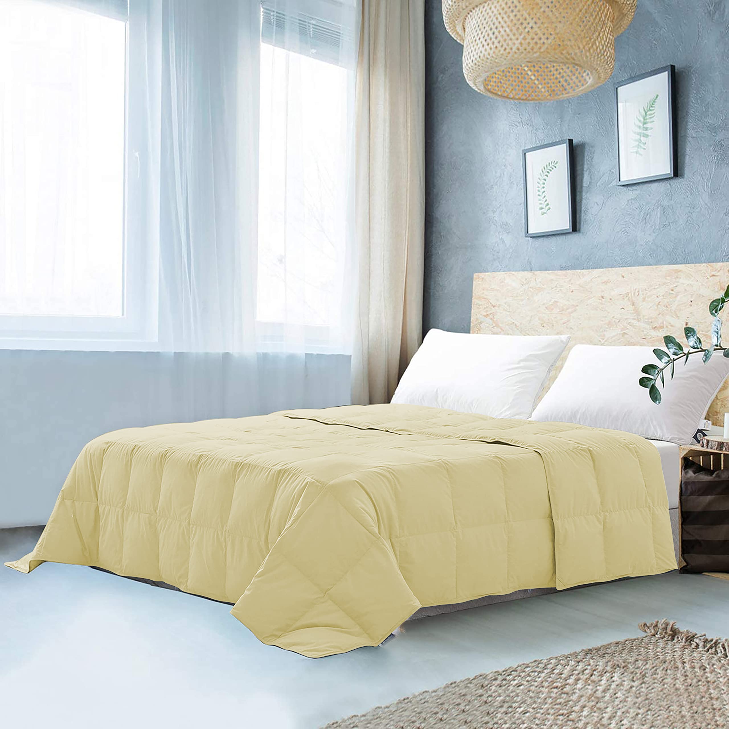 Edmund Microfiber 250 Gsm All Season Comforter (90 X 90 Inches/228Cm X 228Cm) Comforter/Blanket/Quilt/Rajai  Queen Size|Ivory