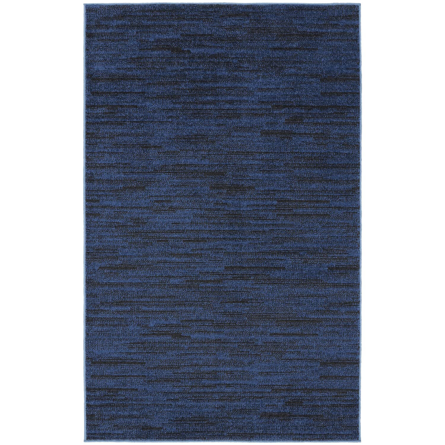 Nourison Essentials Indoor/Outdoor Midnight Blue 3' X 5' Area Rug, Easy Cleaning, Non Shedding, Bed Room, Living Room, Dining Ro