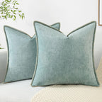 Decoruhome Valentine'S Day Chenille Soft Throw Pillow Covers 24X24 Set Of 2, Farmhouse Velvet Spring Pillow Covers, Decorative Square Pillow Covers With Stitched Edge For Couch Sofa Bed, Blush Pink