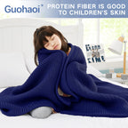 Guohaoi Knitted Weighted Blanket(Dark Blue 50''X60'' 5Lbs),Home D  Cor Cooling Throw Blanket For Hot Sleepers,Hand Made Chunky K