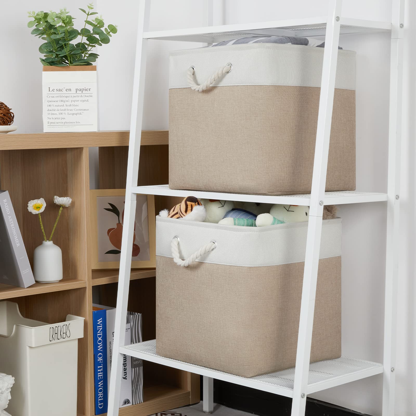 Temary Cube Storage Baskets 4 Pack 13X13 Fabric Cube Storage Bins For Clothes, Large Baskets Boxes With Handles, Canvas Basket F