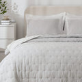 Shalala Cotton Gauze Quilt Sets, Light Gray Lightweight King Quilt Bedding Sets, Reversible Seersucker Quilts For King Bed, 3Pcs