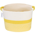 Hinwo Oval Woven Cotton Rope Storage Basket with Handles, Yellow