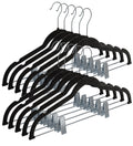Home-it Pants Hangers with Clips 10 Pack - Black Velvet Hangers Non Slip Space-Saving for Pants, Skirts, Coats, Dresses, Tank To