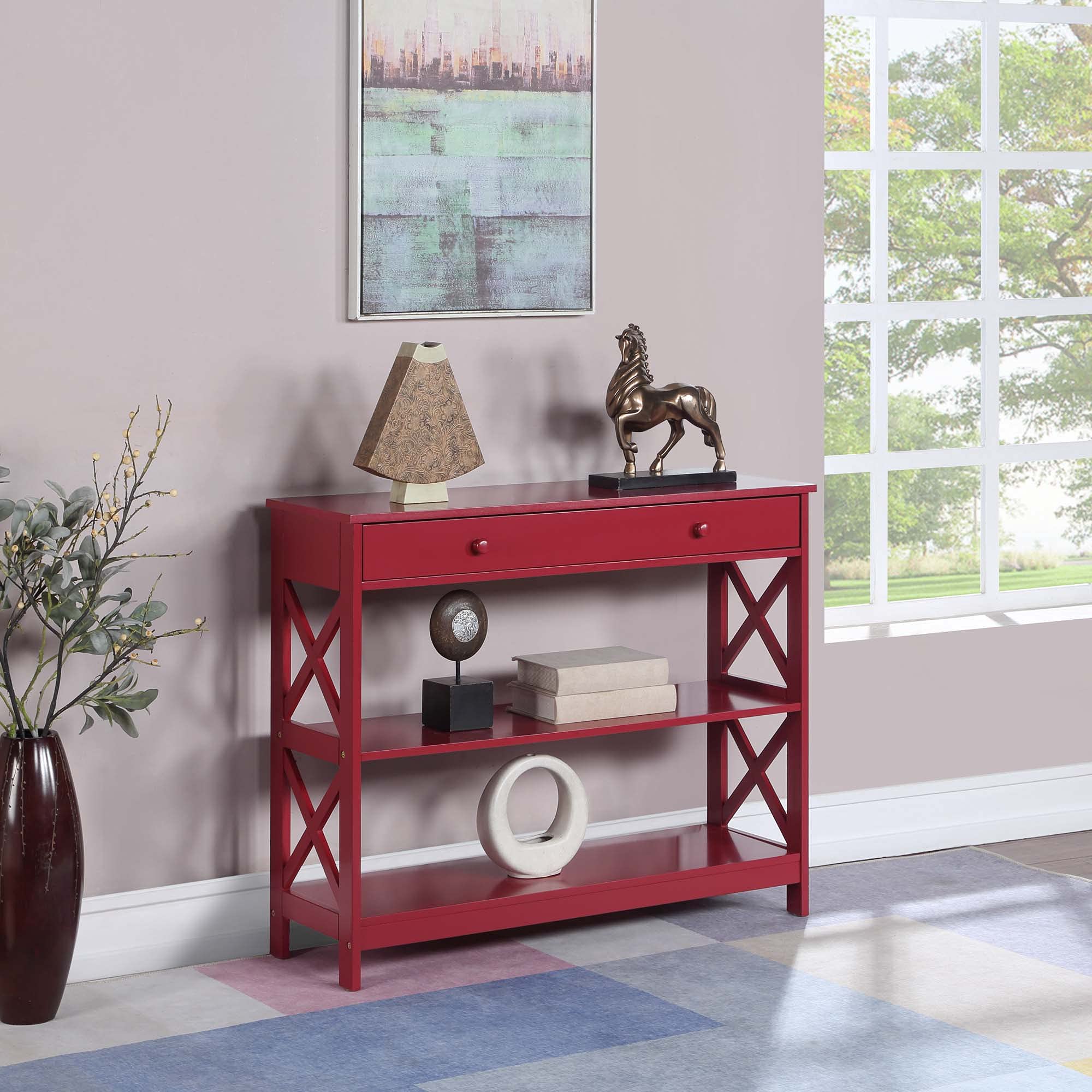 Convenience Concepts Oxford 1 Drawer Console Table with Shelves - Thumbnail 2