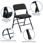 Flash Furniture HERCULES Series Curved Triple Braced & Double Hinged Black Patterned Fabric Metal Folding Chair