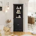 Flamaker Corner Cabinet, Freestanding Corner Shelf with 2 Doors and 3 Shelves, Bathroom Corner Storage Cabinet for Bathroom, Liv
