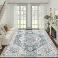 jinchan Area Rug 9x12 Washable Rug Vintage Rug Indoor Floor Cover Grey Multi Print Distressed Carpet Gray Thin Rug Chenille Mat 