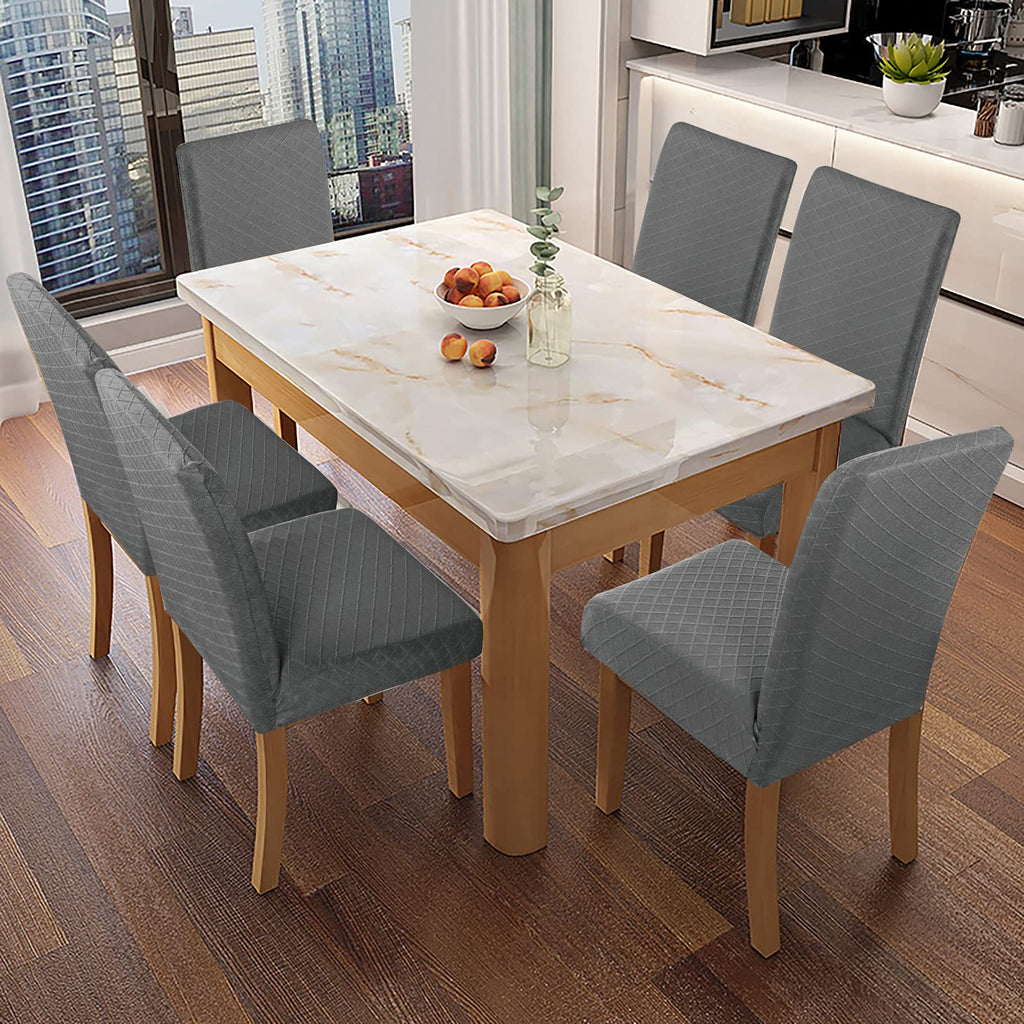 Genina Waterproof Chair Covers For Dining Room Dining Chair Covers Kitchen Parsons Chair Covers (Gray, 6 Pcs)