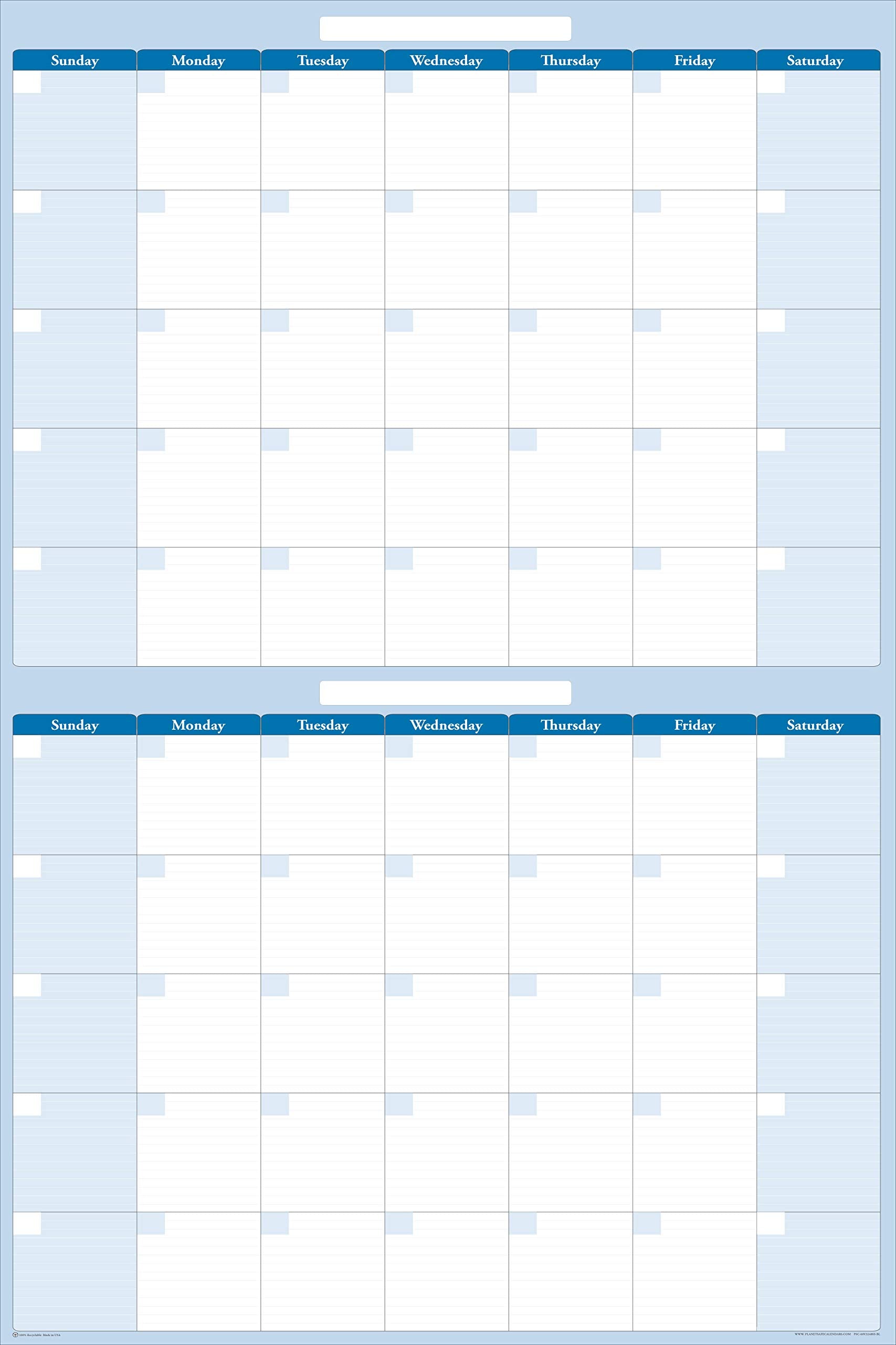 Planetsafe Calendar - Vertical 60-Day Wet/Dry Erasable Large Wall Calendar - Great For Home, Office, And Schools - Stay Organize