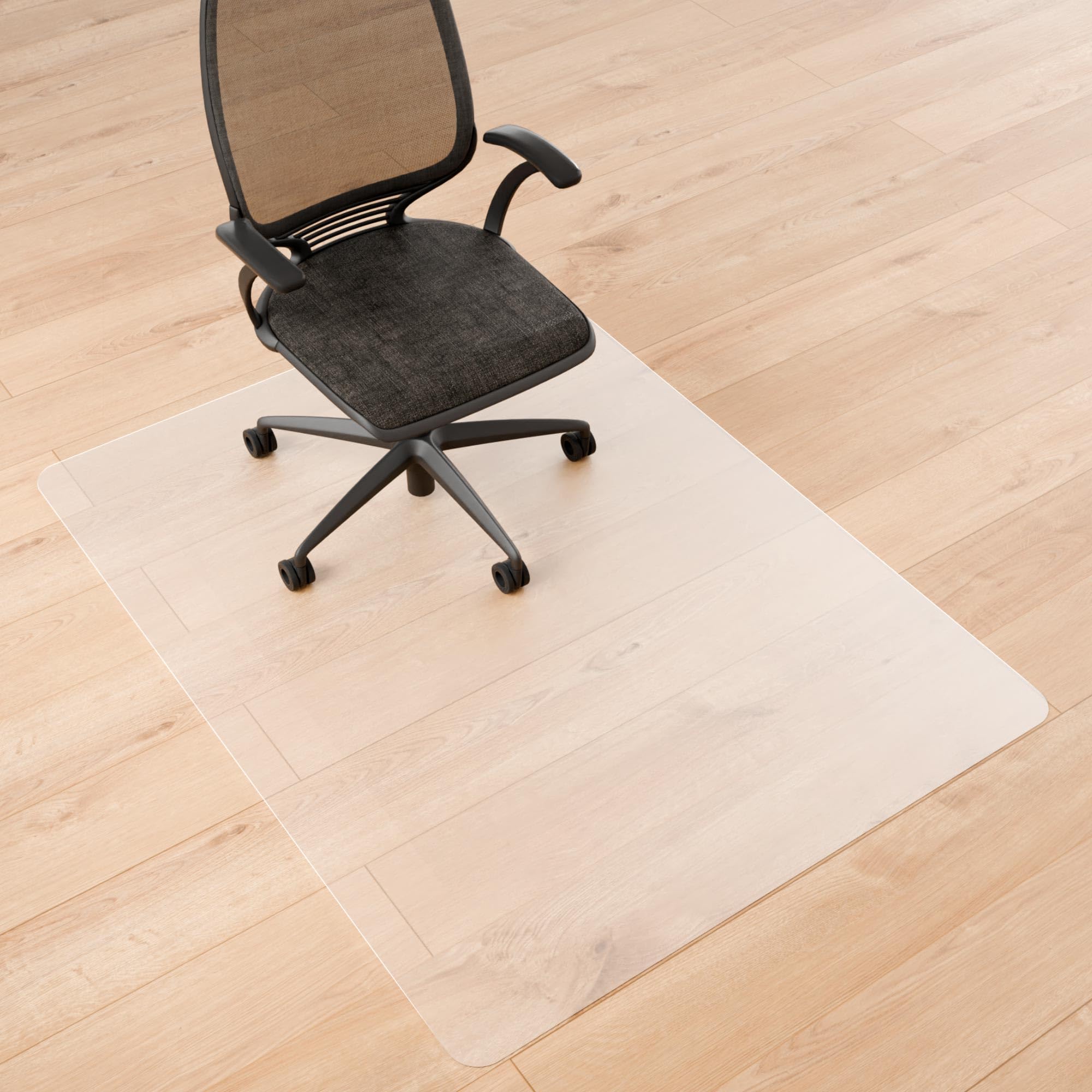Naturei Chair Mat For Hard Floors- 58' X 44', Office Floor Mat For Rolling Chairs, Clear Plastic Desk Chair Mat, Easy Glide, U