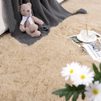 Detum Beige Bedroom Rug 4X6 Rugs For Bedroom Dining Room Fluffy Living Room Rug Washable Shag Rug Nonslip Area Rug Modern Home D