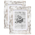 Califortree Rustic White 5x7 Picture Frame - Display Photos 4x6 with Mat or 5x7 Without Mat - Real Glass Frames for Wall and Tab