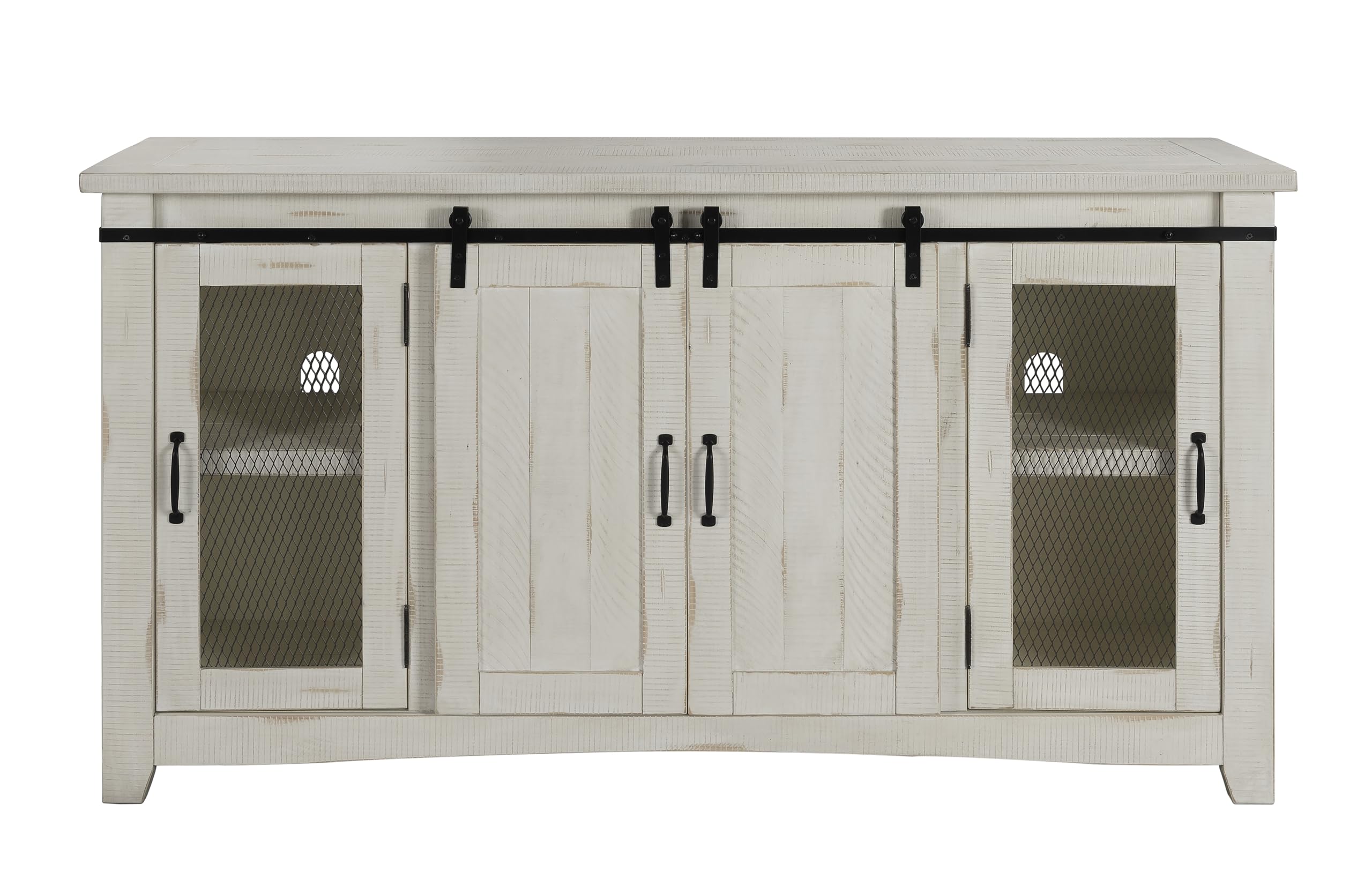 Martin Svensson Home Rustic 65” Solid Wood Tv Stand With Storage, All Antique White