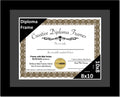 Creative Picture Frames 8x10 Classic Black Diploma Frame with Black Mat Glass Easel and Installed Wall Hangers | Frame Holds 10x