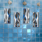 Qunclay Set Of 4 Blue And Black Striped Bathroom Wall Art Grey And White Relax Soak Unwind Breathe Wall Art Farmhouse Rustic Woo
