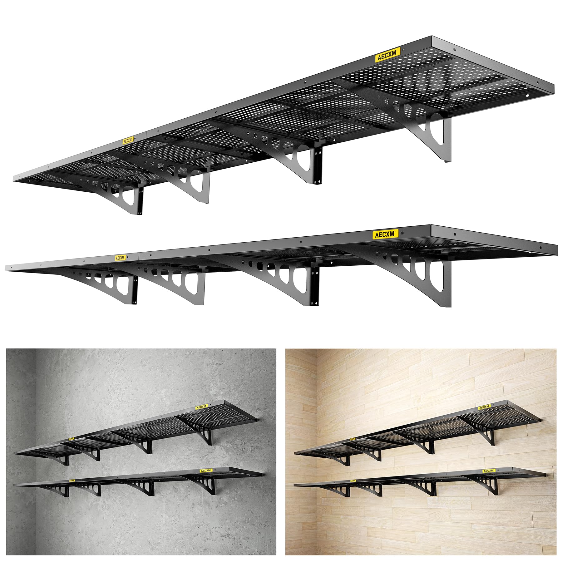 Aecxm 4Pack-1.64X4Ft Garage Storage Rack Floating Wall Shelves Garage Shelves Heavy Duty Sturdy Wall Shelves Wall Mounted Shelve